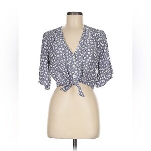 Faithfull The Brand for Anthropologie Floral Cropped Blouse, Size 4 (Small)